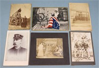 (6) Soldiers & Other Antique Cabinet Card Photos