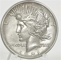 1921 U.S. Silver Peace Dollar AU