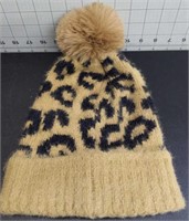 Brown leopard print beanie