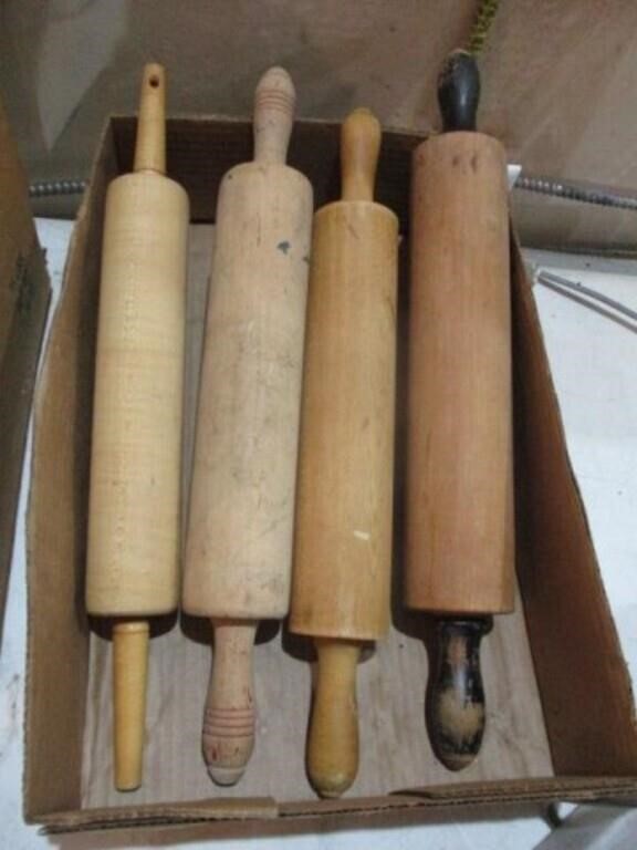 4 old wood rollling pins