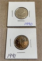 1990 & 1991 25 CENT