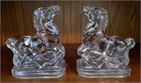 Pair Of LE Smith Horse Glass Figurines 8 1/2" T