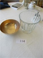 Metal Goldtone Bowl 9" and Trifle Dish