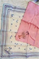 2 silk hankies. One dated 1933 Japanese silk