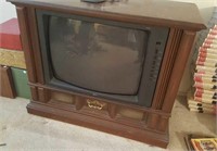 Zenith console television in wood cabinet