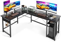 Coleshome L Shaped Computer Desk 66 with Shelves