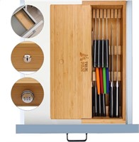 Kid Safe In-Drawer Bamboo Sharp Knives Holder