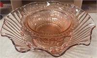 5 PINK DEPRESSION BOWL / 12" IS THE BIG ONE /SHIPS