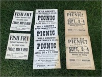 1950'S CARDBOARD FISH FRY & PICNIC BULLETINS SIGNS