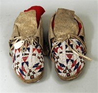 Pair Sioux Beaded Moccasins