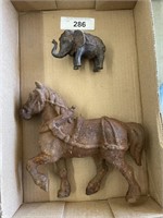 CAST IRON HORSE AND ELEPHANT