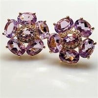 Silver Amethyst and White Topaz Flower Shaped
