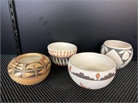 Native American design art pottery