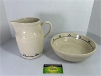 Roseville Ohio Pottery Pitcher and Bowl