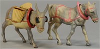 a/ CELLULOID BOBBLE HEAD DONKEY AND HORSE