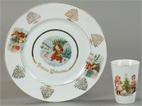 PORCELAIN CHRISTMAS CUP AND PLATTER