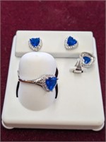 STERLING RING, EARRING AND CHARM SET
