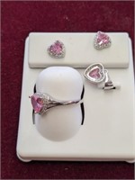 STERLING RING, EARRING AND CHARM SET