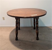 VINTAGE OAK TABLE CONVERTS FROM ROUND TO OVAL WITH