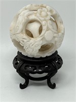 Carved Stone Century Ball on Stand 4 Layers