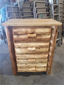Amish Solid Log 4 Drawer Highboy Dresser Chest
