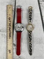 (2) BETSEY JOHNSON Red / Leopard Wrist Watches