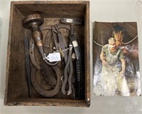 Northwester Horse Nails wooden box with 4 farrier'