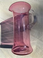 Signed & Dated Cranberry Blown Glass Pitcher