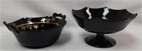 (2) Black Glass Bowls - See Description