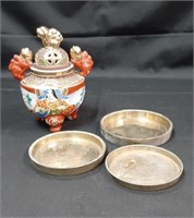 Moriage Incense Burner, 3 Brass Nesting Coasters
