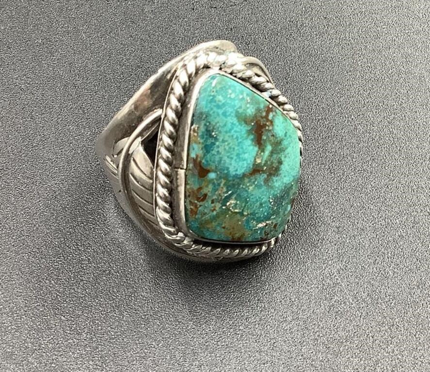 WIL VANDEVER NAVAJO TURQUOISE AND SILVER RING