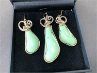 CITRON CHRYSOPRASE PENDENT AND EARRINGS GF WRAP