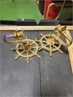 Pair of Wall Mount Brass Candle Holders