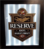 Miller Reserve Barley Draft Beer Light / Sign