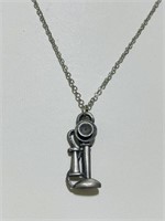 Pewter telephone pendant necklace