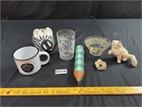 Cat Figurine, Pencil Case, Mug, Glass, More