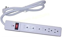 iCAN 6 Outlet Surge Protector  3ft Cord  White