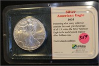 2002 1oz .999 Pure Silver Eagle