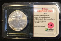 2001 1oz .999 Pure Silver Eagle