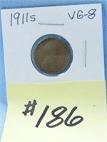 1911s Lincoln Cent, VG-8, Key Date