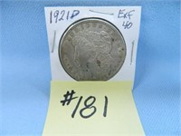1921D Morgan Silver Dollar, Exf-40