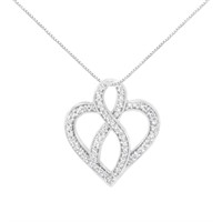 14k Gold .25ct Diamond Heart & Ribbon Necklace