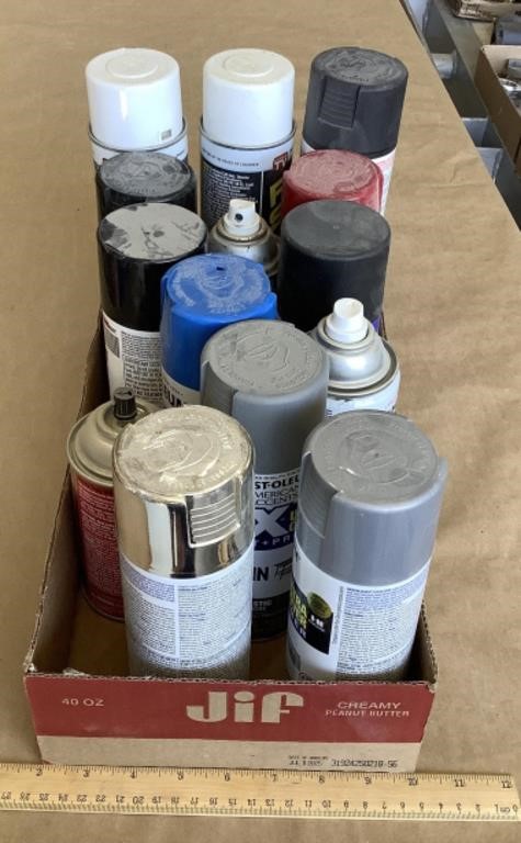 Lot of spray paint & sealants 1/4-full