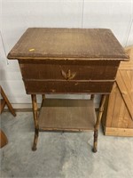 Vintage bamboo and rattan sewing box