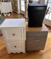 Two Filing Cabinets and Paper Shredder