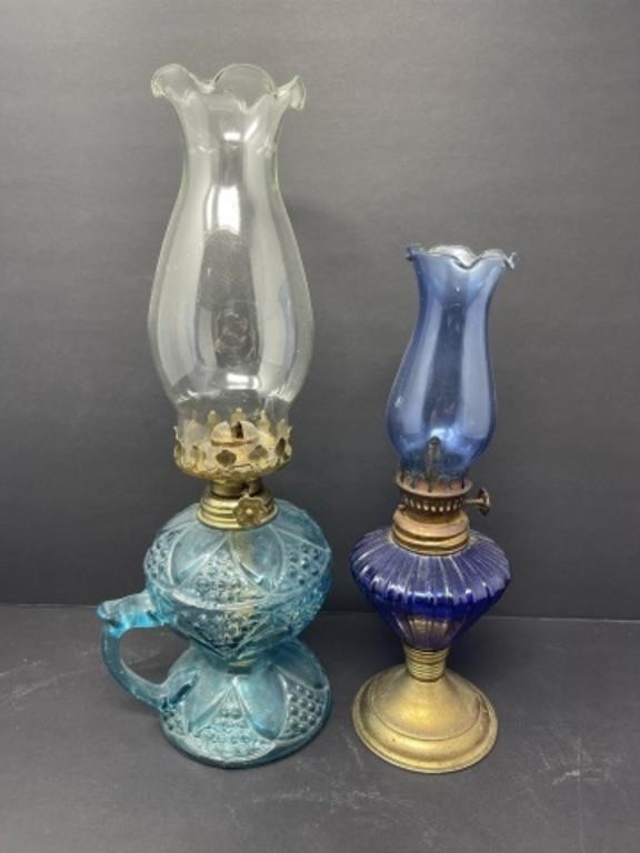 Blue and Green Oil Lamps