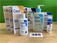 CeraVe Cleanser, Lotion, Sunscreen, Serum lot of 9