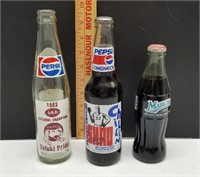 2 Vintage Pepsi Bottles and 1 Coca-cola Bottle