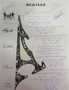 Beatles Signed 'PS I Love You' Handwritten Lyrics
