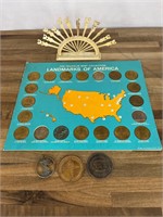 Landmarks of America Coin Set and Hand Carved Set